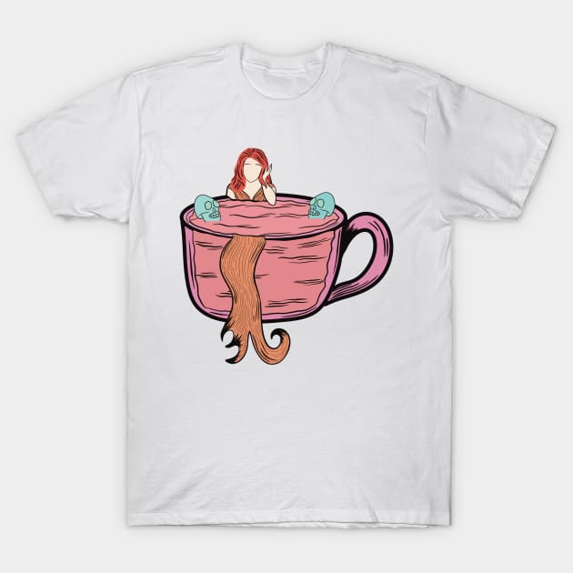 Mermaid in a cup with skulls T-Shirt by SugarSaltSpice